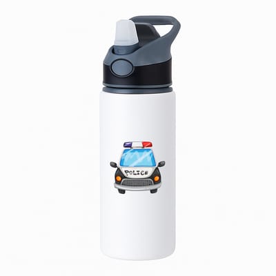 Hacebo® - Politiewagen waterfles met rietje zwart - Politie - Politieagenten - hulpdiensten - handhaving - water fles - 650ML