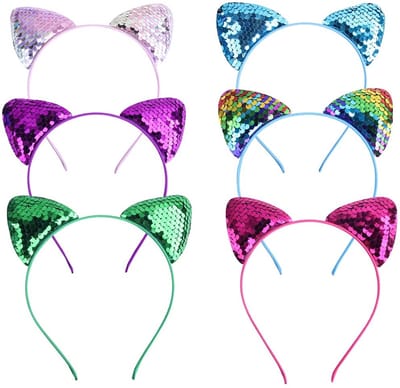 Dailygoods- Kattenoren 6 Stuks - Hoofdbanden - Haaraccessoires - Voor Meisjes/Vrouwen - Geschikt voor Feestdagen - Afmetingen 17 x 15 cm - Hoofdtooi
