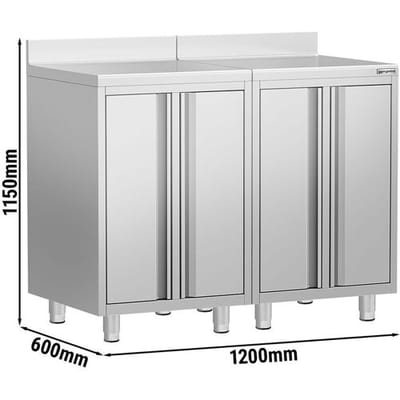 GGM Gastro Arbeitsschrank - für Kaffeemaschine - 1200x600mm - mit 4 Flügeltüren & Aufkantung