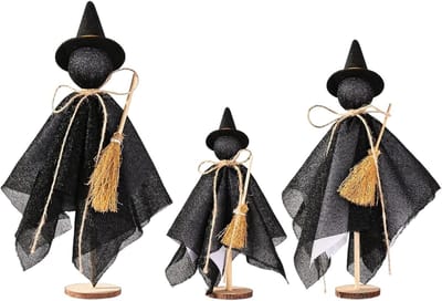 3 Stuks Halloween Heks Decoratie - Figuren en Standbeelden - Griezelige Tafeldecoratie - voor Woonkamer, Kachel en Slaapkamer - Keuken, Bureau en Boekenplank - Halloween Tafelcentrum