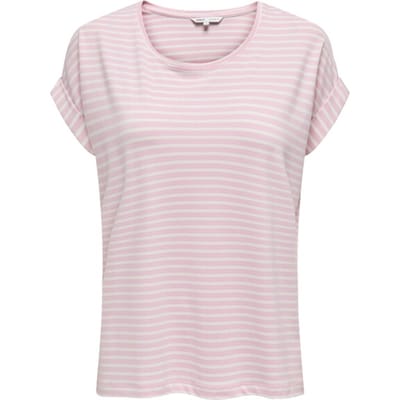 ONLY ONLMOSTER STRIPE S/S O-NECK TOP JRS NOOS Dames T-shirt - Pink Lady Cloud Dancer