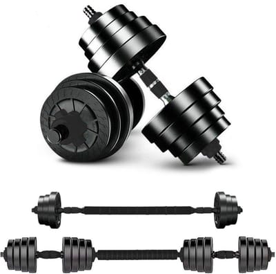 Verstelbare Dumbbell Set tot 40kg – Professionele 2-in-1 Halterset met gewichten- 2x20kg – Krachttraining – Fitness Halterstang – Dumbells - Viper Sports - Zwart