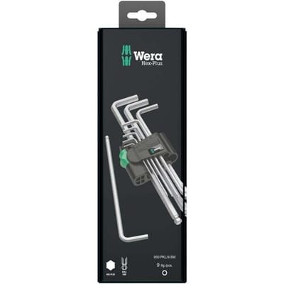 Wera 950 PKL/9 SM N SB Inbus Haakse schroevendraaierset 1.5 mm, 2 mm, 2.5 mm, 3 mm, 4 mm, 5 mm, 6 mm, 8 mm, 10 mm 9-delig