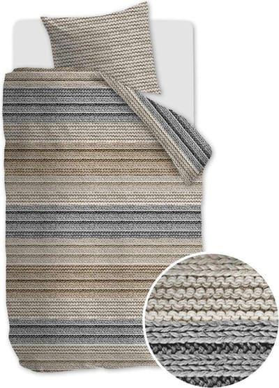Ambiante Cozy Knit dekbedovertrek - Eenpersoons - 140x200/220 - Grijs