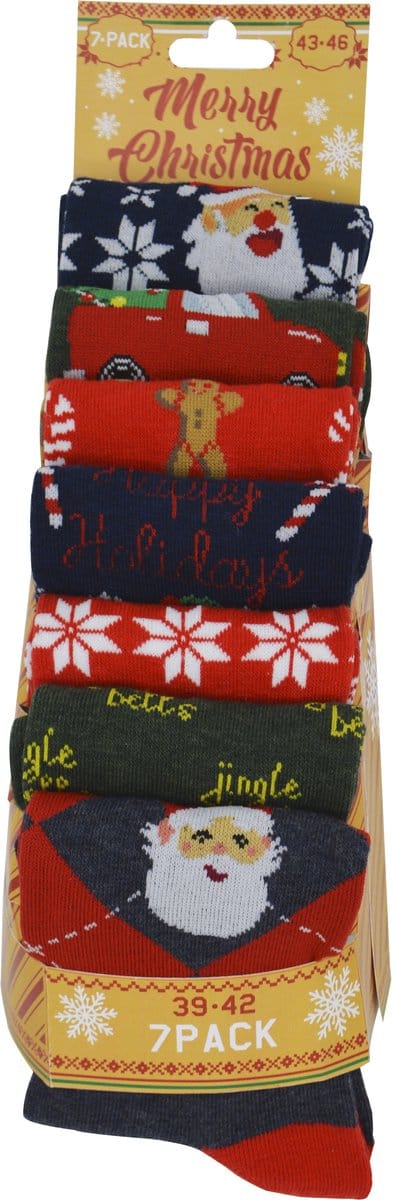 Kerstsokken sokken - HAPPY HOLIDAYS - 7 paar katoenen kerst kousen - 39/42 - kerst geschenk