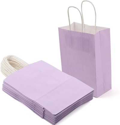 Paarse Papieren Cadeautassen met Handvatten, 50 Stuks, 15 x 8 x 21 cm, Feestdecoratie, Bruiloft, Verjaardagsgeschenken