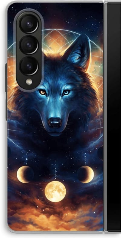 Case Company® - Hoesje geschikt voor Samsung Galaxy Z Fold4 hoesje - Wolf Dreamcatcher - Soft Cover Telefoonhoesje - Bescherming aan alle Kanten en Schermrand