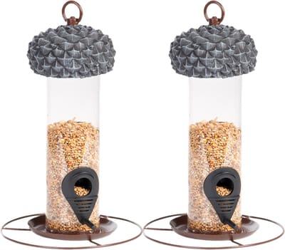 Best for Birds Vogelvoedersilo - 2x stuks - metaal/PCV - 27 cm - vogel voederplek