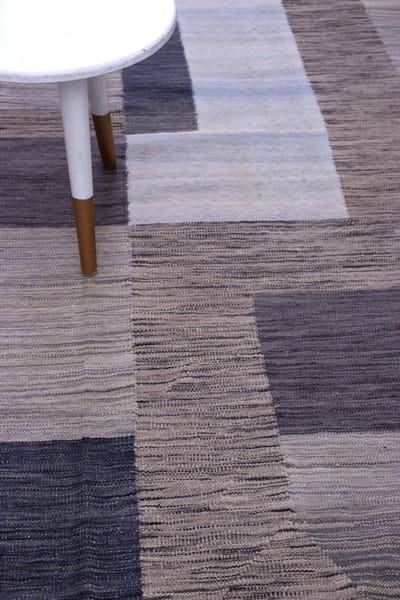 Grijs Tapijt Laagpolig Handgeweven Wollen Vloerkleed - Koho Afghan Modern Kelim 225x165 - 225x165cm- Modern - Woonkamer - Salon - Slaapkamer - Eetkamer
