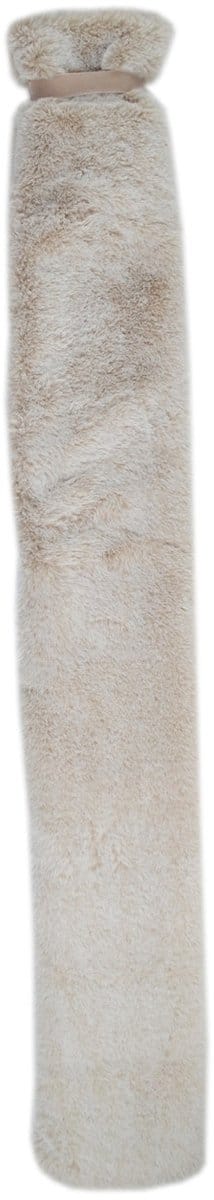 Vagabond - Warmwaterkruik - Long Bottle Warmwaterkruik - Natuurrubber - Afmeting 77 cm. lang x 12 cm. breed - Inclusief zeer Zachte Imitatiebont Hoes - Cream Faux Fur - in luxe Geschenkdoos.