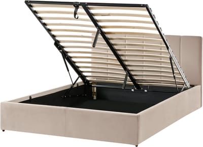 DREUX - Bed met opbergruimte - Taupe - 140 x 200 cm - Fluweel