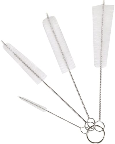 BRENZOOS- Flesreinigingsborstels set van 4 - Pijpreinigingsborstels - Mondstukreinigingsborstels - Zachte Borstels - Buigbare Borstels - Voor Plastic Flessen