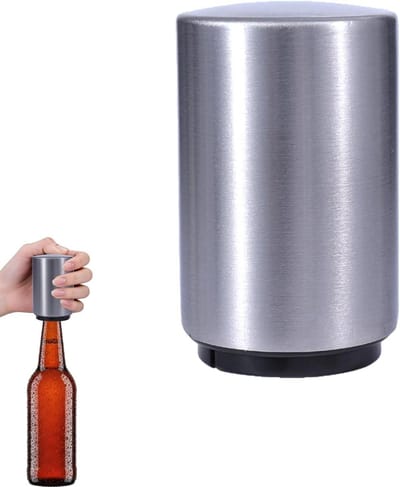 Automatische Flesopener - Drukopener - Flessen Openen - Magnetisch Houden Dop - 8 x 5 cm - Zilver