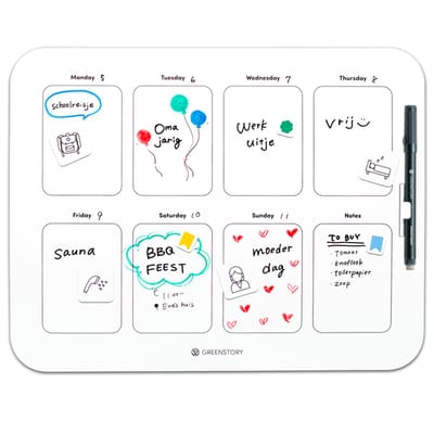 GreenStory - Sticky Whiteboard - Week Kalender Classic - met Sticky Pen