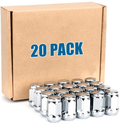 KZQ 20 verchroomde wielmoeren M12x1.25, 12 mm x 1.25 wielmoeren met 19 mm (3/4”) zeskantmoeren, 1,38” lengte, met conische zittingen.