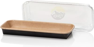 KURTT Primeline sushi tray 221x91x24 mm + RPET deksel, sushi schotel, dessertbord, snackdoosje bewaardoos vershouddoos met deksel