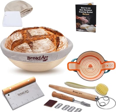 Broodmand Set - Rijsmanden Zuurdesem - Brood Bakken Thuis - Compleet Met Accessoires - Rond & Ovaal - Natuurlijk