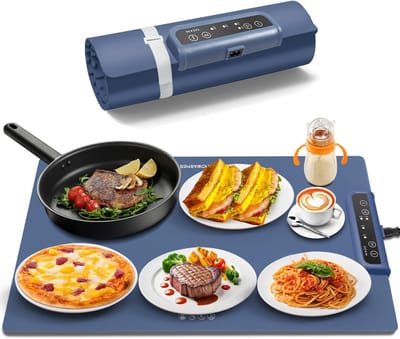 Elektrische Warmhoudplaat - Verwarmend Dienblad - Eten Warm Houden - Verstelbare Temperatuur - 40 x 13 cm - Zwart