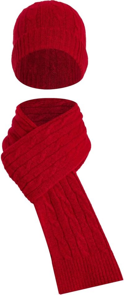 Felix Hardy Winter Gebreide Muts En Sjaal Set Unisex Rood - Einheitsgröße