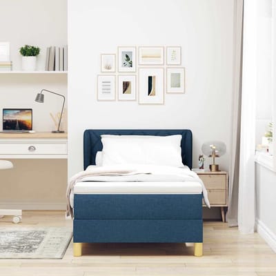 vidaXL - Boxspring - bed - met - hoofdeinde - Blauw - 100 - x - 200 - cm - Stof