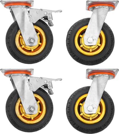 4 Stuks Kantoorstoel Castorwielen Ø15 cm - Industriële Remwielen met Volledige Vergrendeling (2x Rem + 2x Draaibaar) | Universeel Toepasbaar voor Meubels en Transportkarren