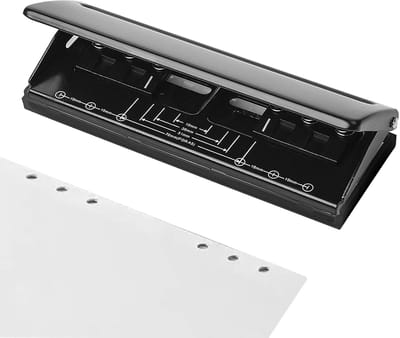 6-gaats metalen perforator - A5 A6 A7 6-gaats ringperforator - met positioneringsmarkeringen - 5 mm gatdiameter - DIN A5 6-gaats perforator - geschikt voor agenda's, notitieboekjes en ringbanden