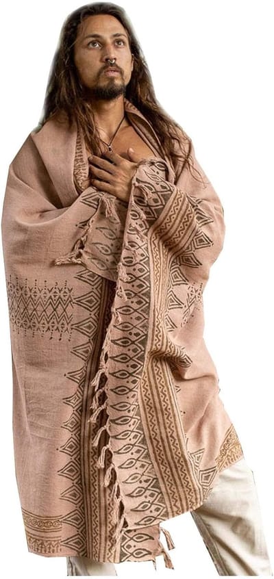Meditatie Sjaal - Katoenen Sarong - Strand Gebruik - Plantaardig Geverfd - 165 x 120 cm - Roze Patroon
