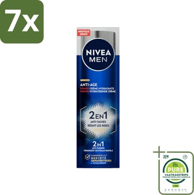 7 x NIVEA MEN - Anti-Age 2in1 Power - Hydraterende Crème Gezicht SPF 30 - 50 ml - Grootverpakking - Anti-ouderdom - Hydratatie - SPF 30 - Rimpels - Pigmentvlekken