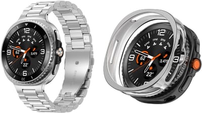 Strap-it Stalen schakel band Zilver + Soft case hoesje TPU Zilver – geschikt voor Samsung Galaxy Watch 8 Classic 46mm – luxe & optimale bescherming