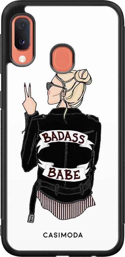 Casimoda® hoesje - Geschikt voor Samsung Galaxy A20e - Badass Babe Blondine - Zwart TPU Backcover - Geen opdruk - Multi