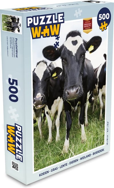 Puzzel Koeien - Gras - Lente - Dieren - Weiland - Boerderij - Legpuzzel - Puzzel 500 stukjes