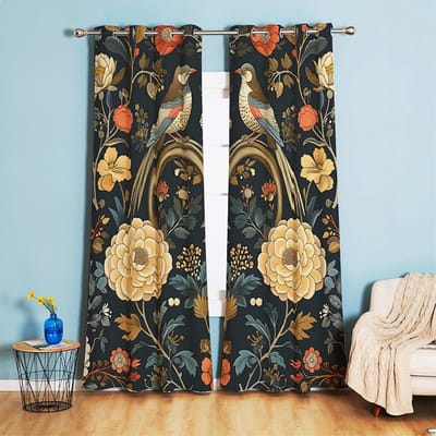 Unyqoos® Gezellige Vintage Verduisteringsgordijnen met Bloemen en Vogels voor Slaapkamer en Woonkamer