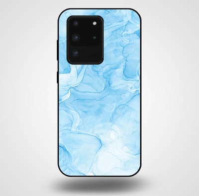 Smartphonica Telefoonhoesje voor Samsung Galaxy S20 Ultra met marmer opdruk - TPU backcover case marble design - Lichtblauw geschikt voor Samsung Galaxy S20 Ultra