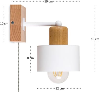 Scandinavische LED Wandlamp met Schakelaar voor Woonkamer en Slaapkamer - Metaal en Hout