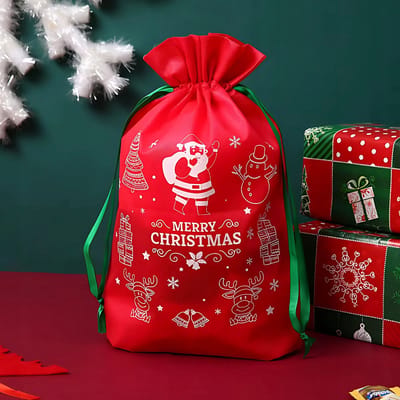 Kerstcadeau Zak - Rode Geschenkzak - 35x25 cm - Herbruikbaar - Feestelijk Design