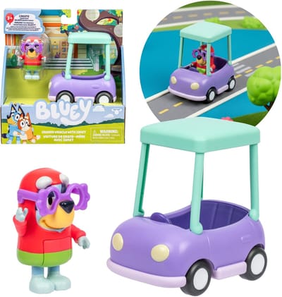 Bluey Set figuren, auto van oma en Janet, figuren, beweegbare onderdelen 3+