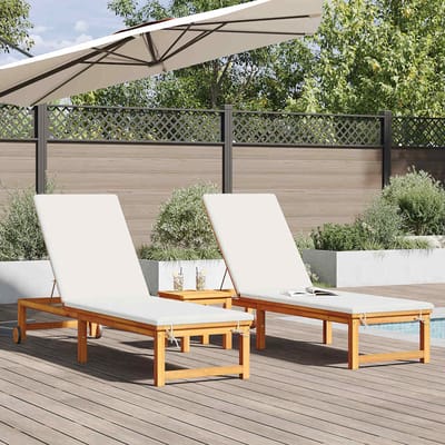vidaXL Ligstoel 2 pcs Bruin 202 x 53 x 89 cm Massief Acacia Hout