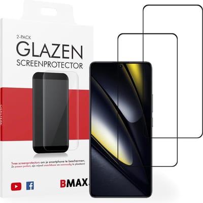 2-pack BMAX Screenprotector geschikt voor Xiaomi POCO F6 - Full Cover gehard glas - Xiaomi screenprotectors - Telefoonaccessoires - Telefonie & Accessoires - Beschermglas - Glas screenprotectors - Zwart
