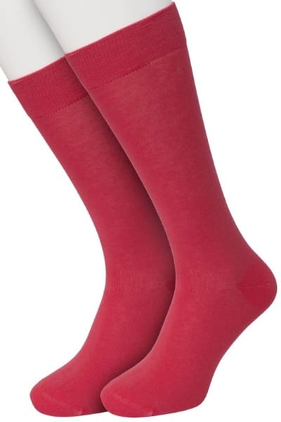 Bonnie Doon Basic Sokken Heren Roze maat 40/46 - 2 paar - Basis Katoenen Sok - Gladde Naden - Brede Boord - Uitstekend Draagcomfort - Goede Pasvorm - 2-pack - Multipack - Effen - Watermeloen Roze/Rood - Watermelon - OL6324012.390