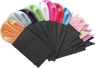 Voorgevouwen pochetten set van 12 voor heren - polkadots polyester zakdoekhouder - multicolor
