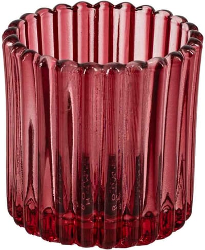 HomeBound by KY | Glazen waxinehouder rood | 7x7x7,4cm | gekleurde waxinehouder