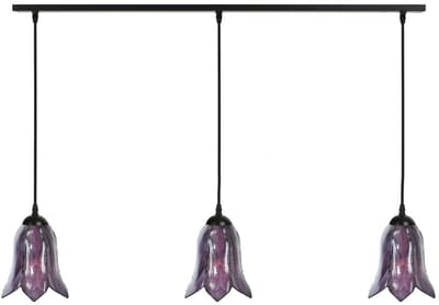 3 x Tiffany Gentian Purple lampen aan plafondbalk - Art Deco Trade