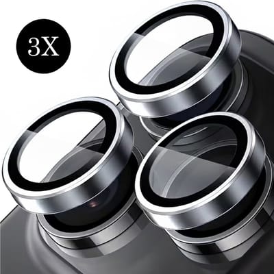 Camera Glas Lens Film Geschikt voor Apple iPhone 17 Pro - 3 Stuks - 3x Casemania Gehard Glas Camera Lens Protector - Zilver