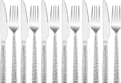 Steakbestek Set van 12 Stukken, Rvs Tafelmessen en Vorken voor 6 Personen, Ideaal voor Thuis, Feestjes en Restaurants, Vaatwasmachinebestendig en Comfortabel in Gebruik