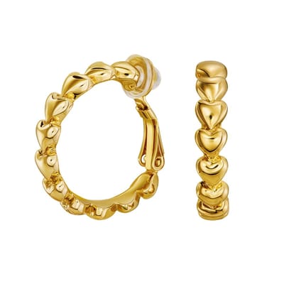 Traveller Clip Oorbellen - Oorclips Dames - Oorringen - Goudkleurig - Ring 24 mm - Hartjes - 157686