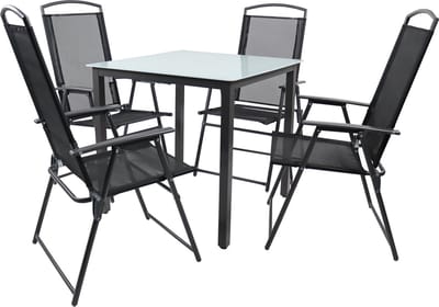 5-delige tuinmeubel zitgroep tuinmeubel glazen tafel stoelen hoge rug set 80M
