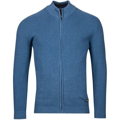 Baileys Vest Uni Color Cardigan Zip Allover Rib Knit Delft Blue / male