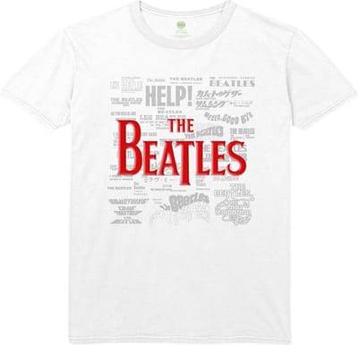 The Beatles - Titles & Logos Heren Tshirt - S - Wit
