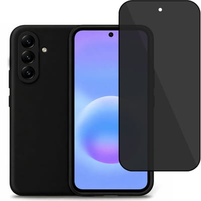 Technow hoesje + Privé Screenprotector geschikt voor Samsung Galaxy A37 – Privacy Tempered Glass - Back Case - Cover - Zwart