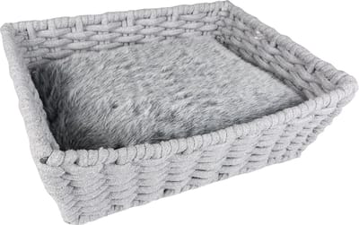 Duvo+ Kattenmand Oyster mand rechthoekig in katoentouw Grijs 45x34x16cm